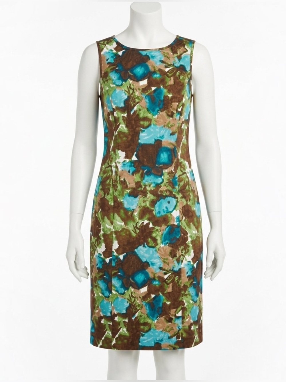 Talbots Floral Sheath Dress Abstract Sleeveless Casual Summer Workwear Size 2P